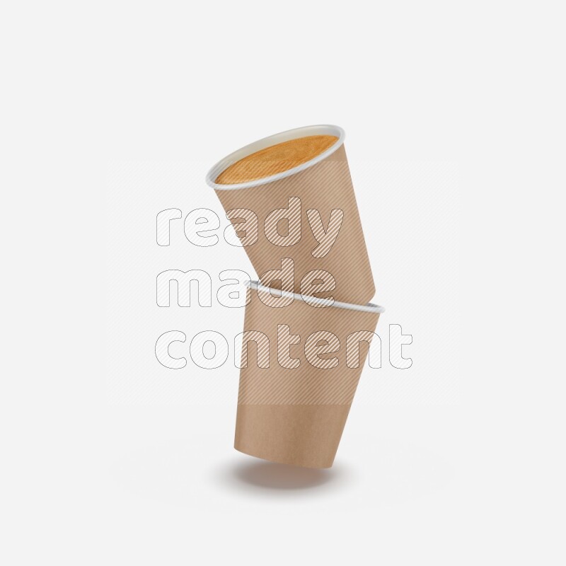 Set of matte paper cups mockup isolated on white background 3d rendering