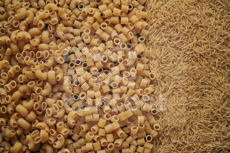 3 types of pasta filling the frame