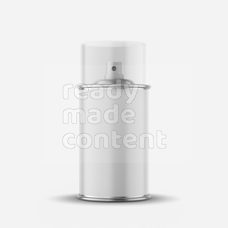 Metal spray bottle mockup with transparent cap and label isolated on white background 3d rendering