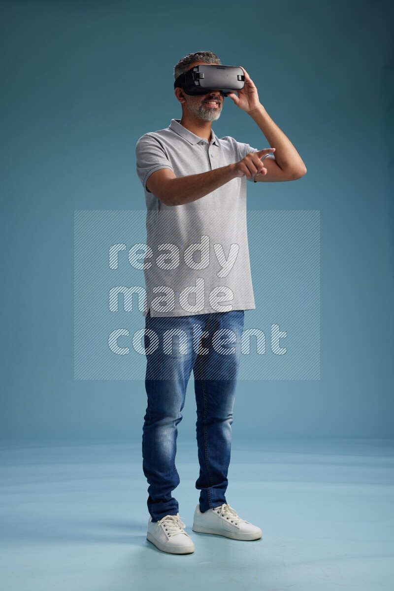 Man Standing Gaming with VR