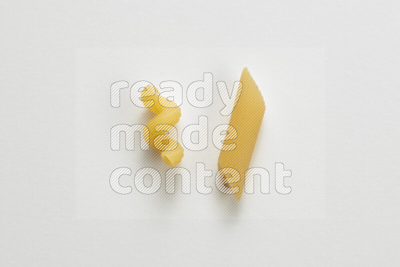Different pasta types on white background