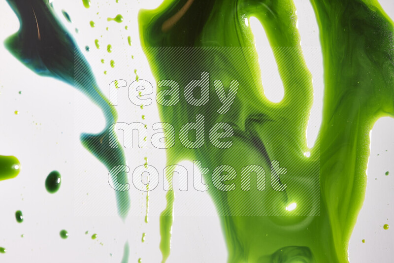 Close-ups of abstract green paint texture in different shapes