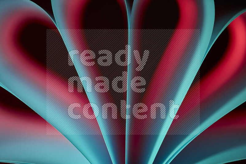 فن تجريدي يعرض منحنيات وتدرجات اللون الأزرق والأحمر مكونه بضوء ملون