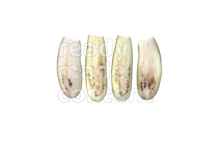 Eggplant slices on illuminated white background