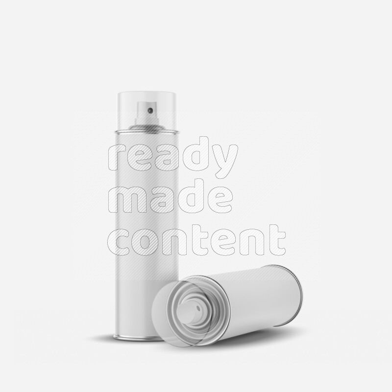 Metal spray bottle mockup with transparent cap and label isolated on white background 3d rendering