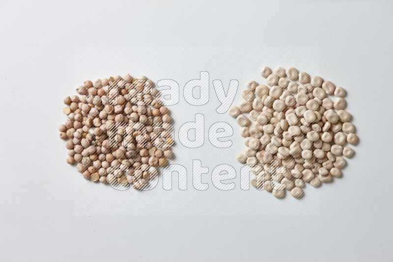 Lupin Beans with chickpeas on white background
