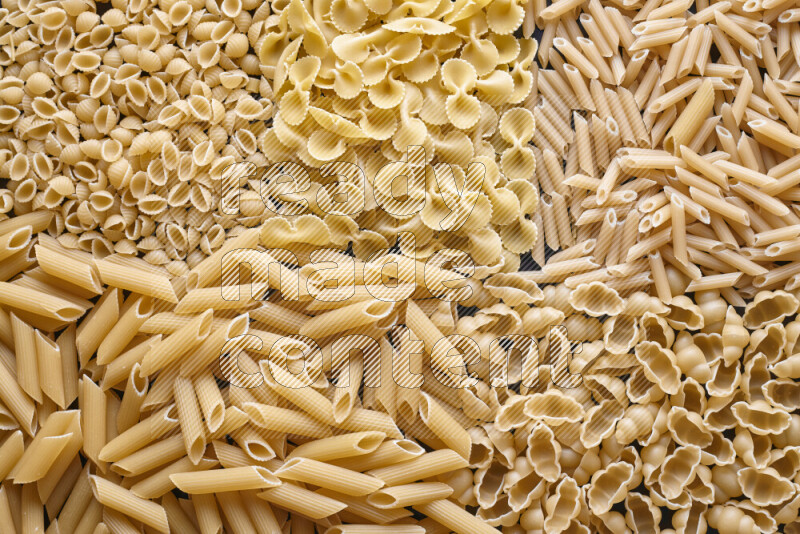 5 types of pasta filling the frame
