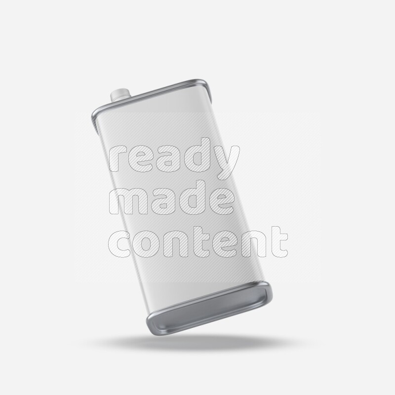 Metallic canister mockup with blank label isolated on white background 3d rendering