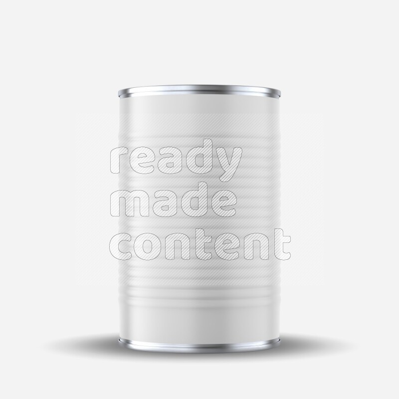 Glossy metallic tin can mockup with white blank label isolated on white background 3d rendering