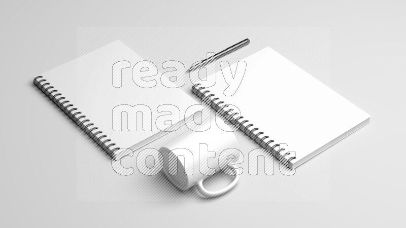 Corporate Stationery Elements, Blank White Textured Brand ID, On White Background