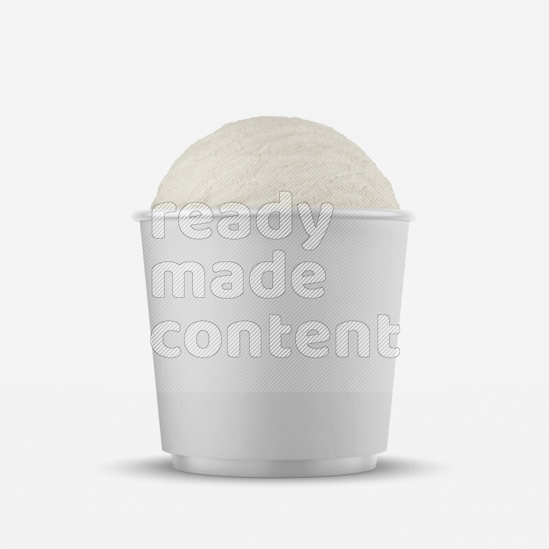 Ice cream in a white rough paper cup mockup isolated on white background 3d rendering
