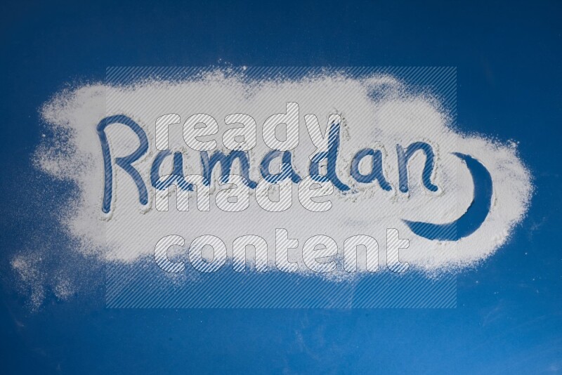 A word written with powder on blue background