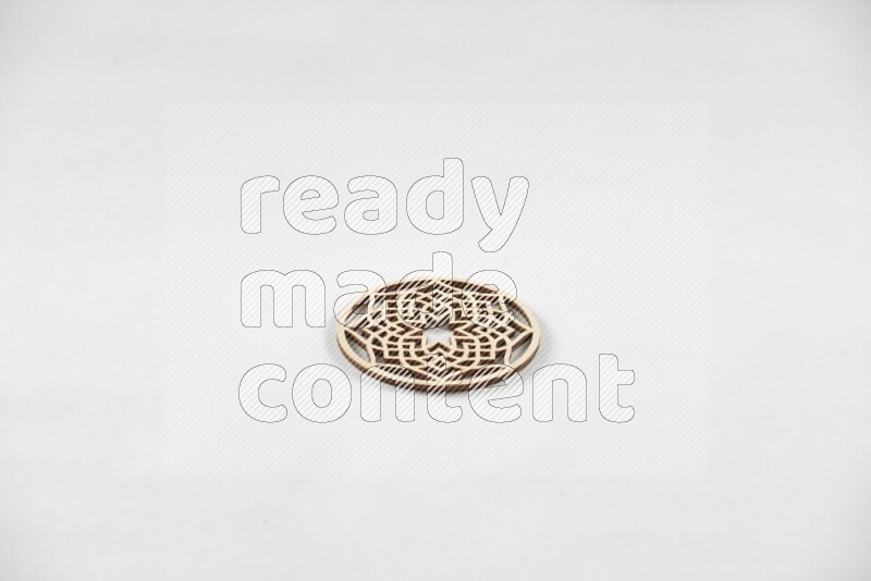 Crafted wooden coasters on white background