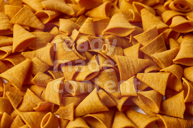Assorted snacks on white background
