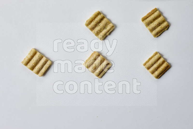 Crackers snacks on white background