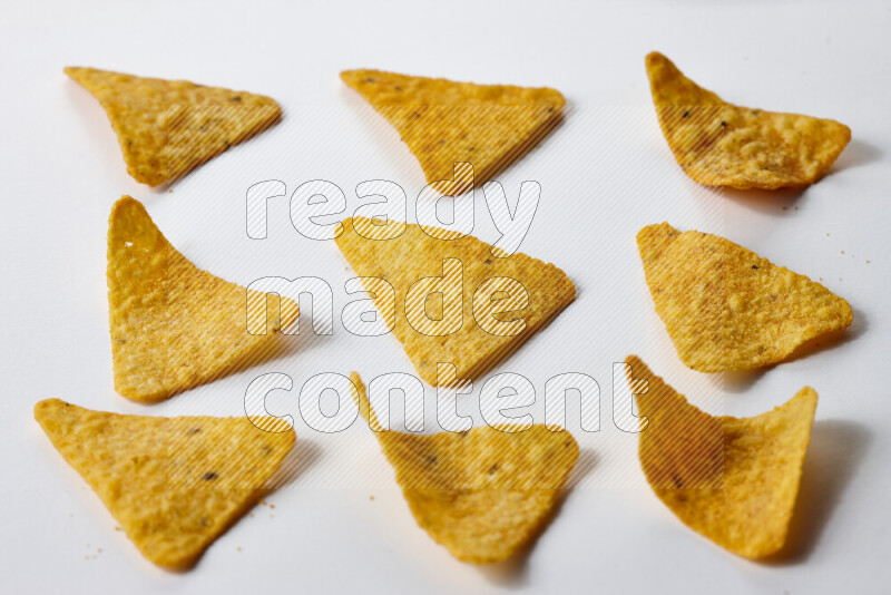 Nachos snacks on white background