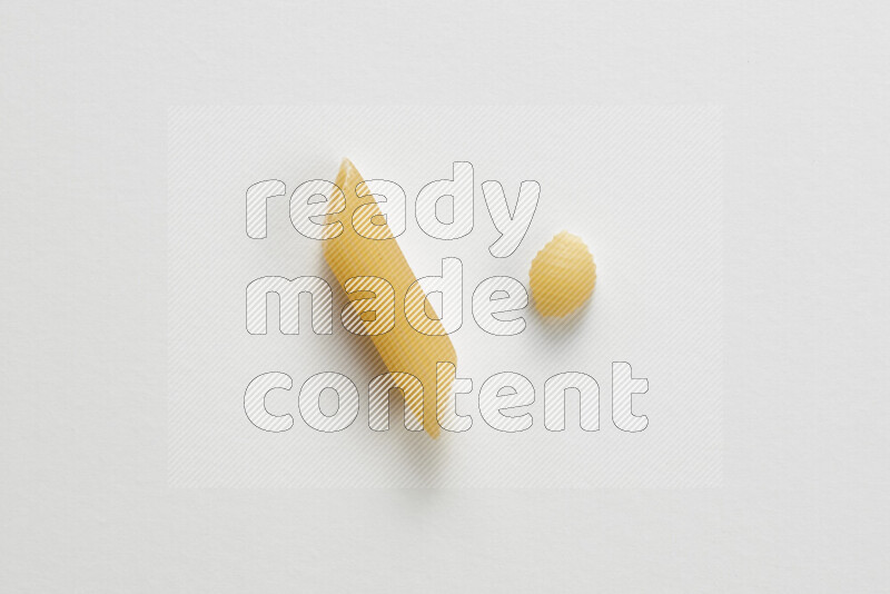 Different pasta types on white background