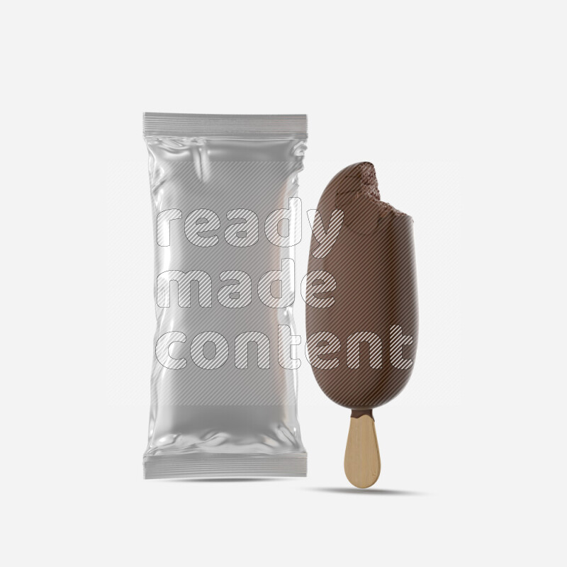 Chocolate ice cream stick mockup isolated on white background 3d rendering