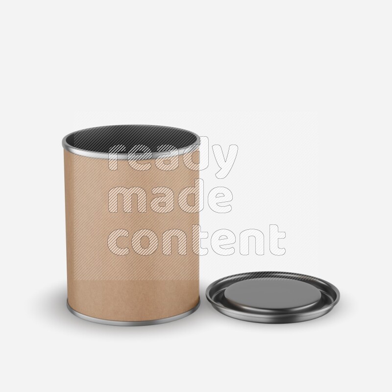 Small kraft paper tube mockup with metal lid isolated on white background 3d rendering