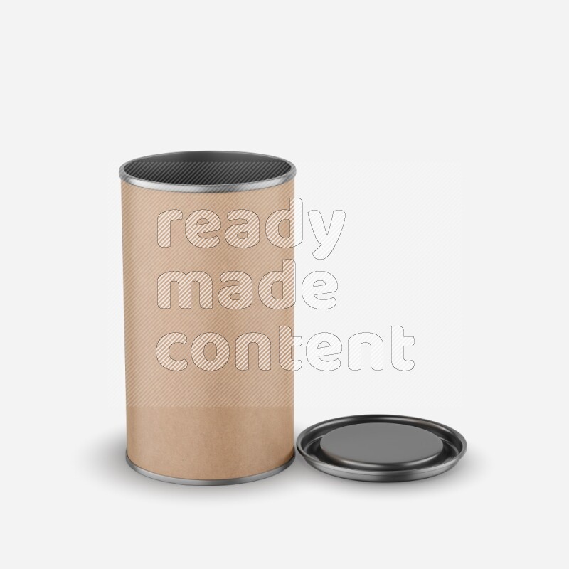 Kraft paper tube mockup with metal lid isolated on white background 3d rendering