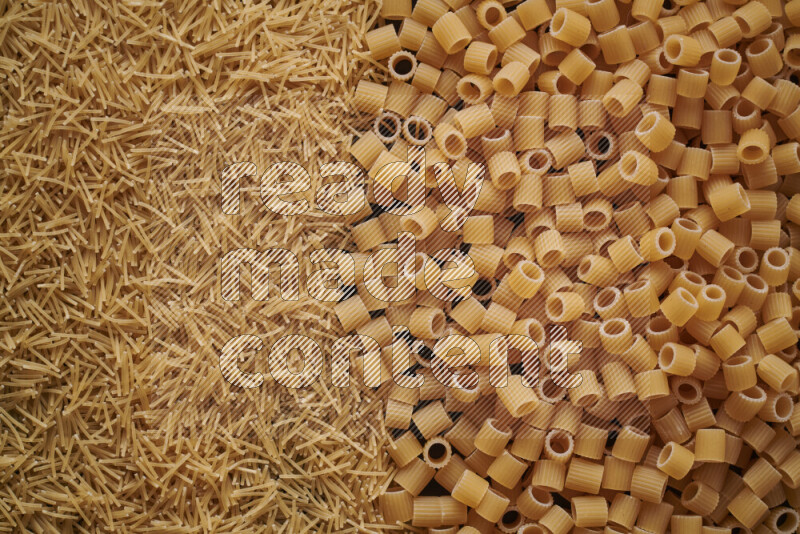 2 types of pasta filling the frame