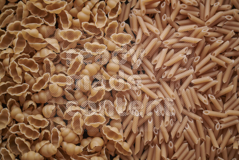 2 types of pasta filling the frame