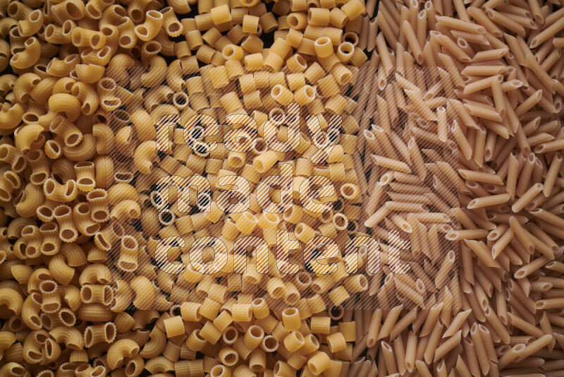 3 types of pasta filling the frame