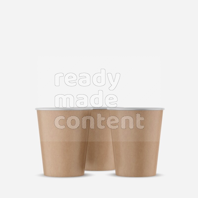 Set of matte paper cups mockup isolated on white background 3d rendering