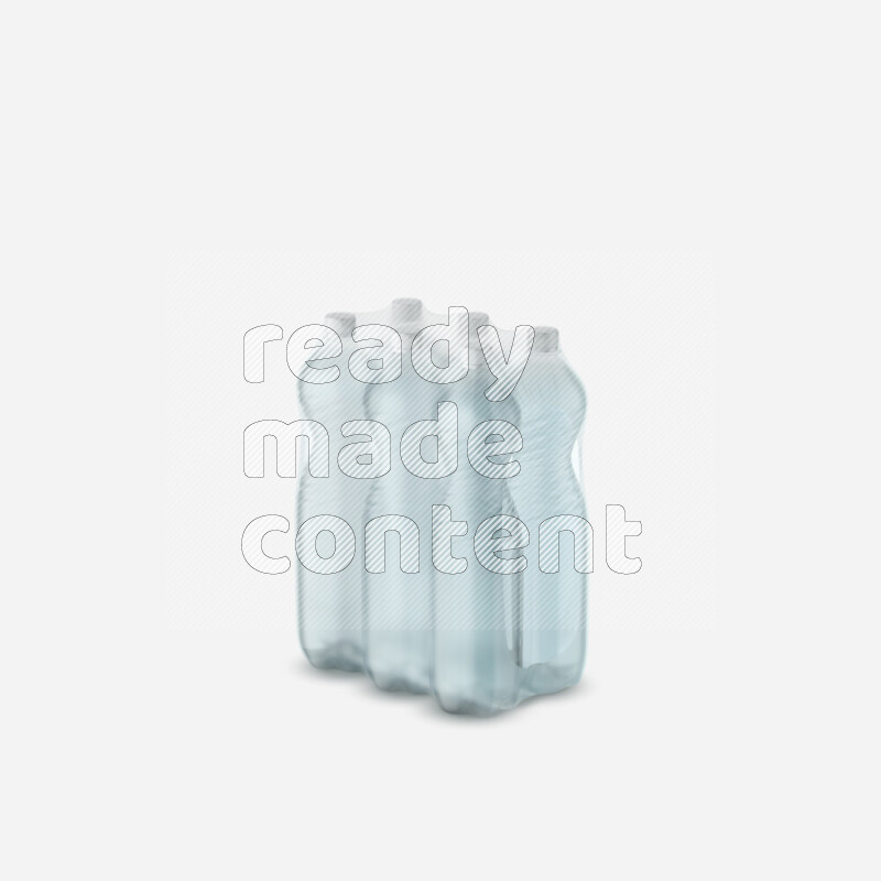 Plastic water bottles mockup wrapped isolated on white background 3d rendering