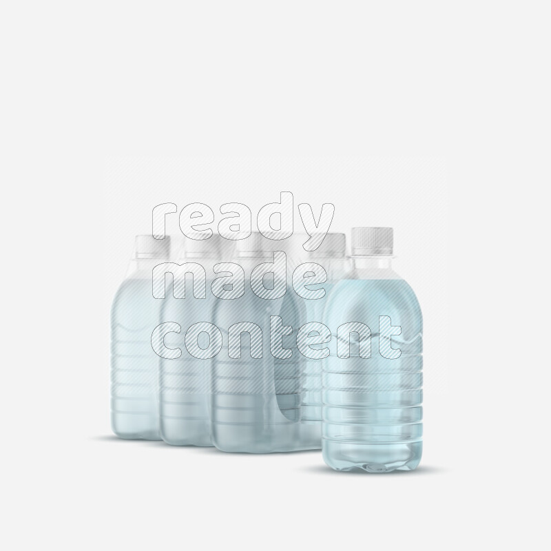 Plastic water bottles mockup wrapped isolated on white background 3d rendering