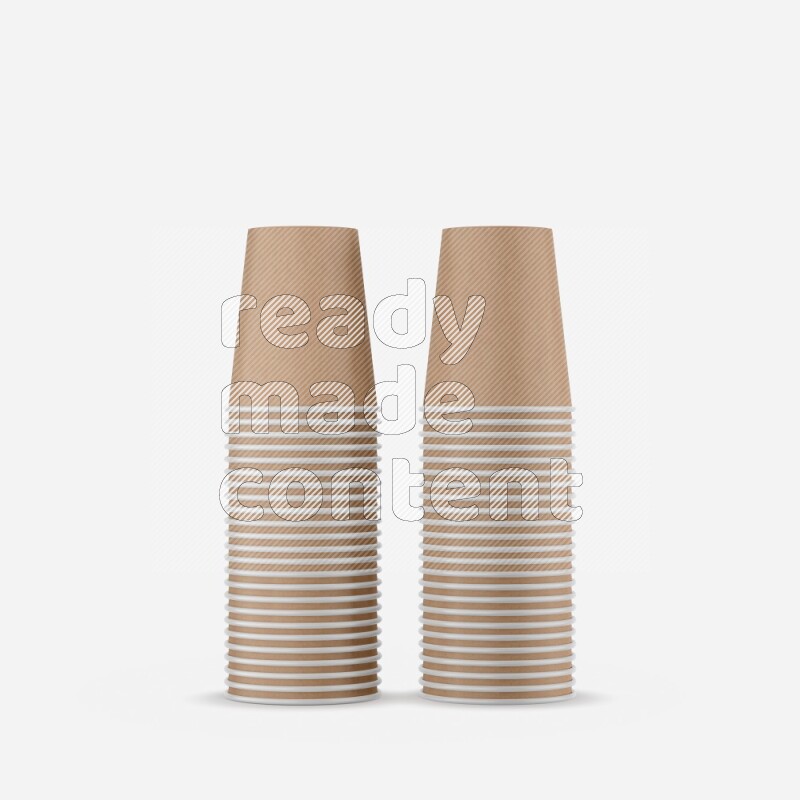 Set of matte paper cups mockup isolated on white background 3d rendering