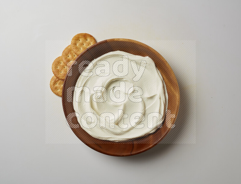 Plain Lebnah in a wooden plate on a white background
