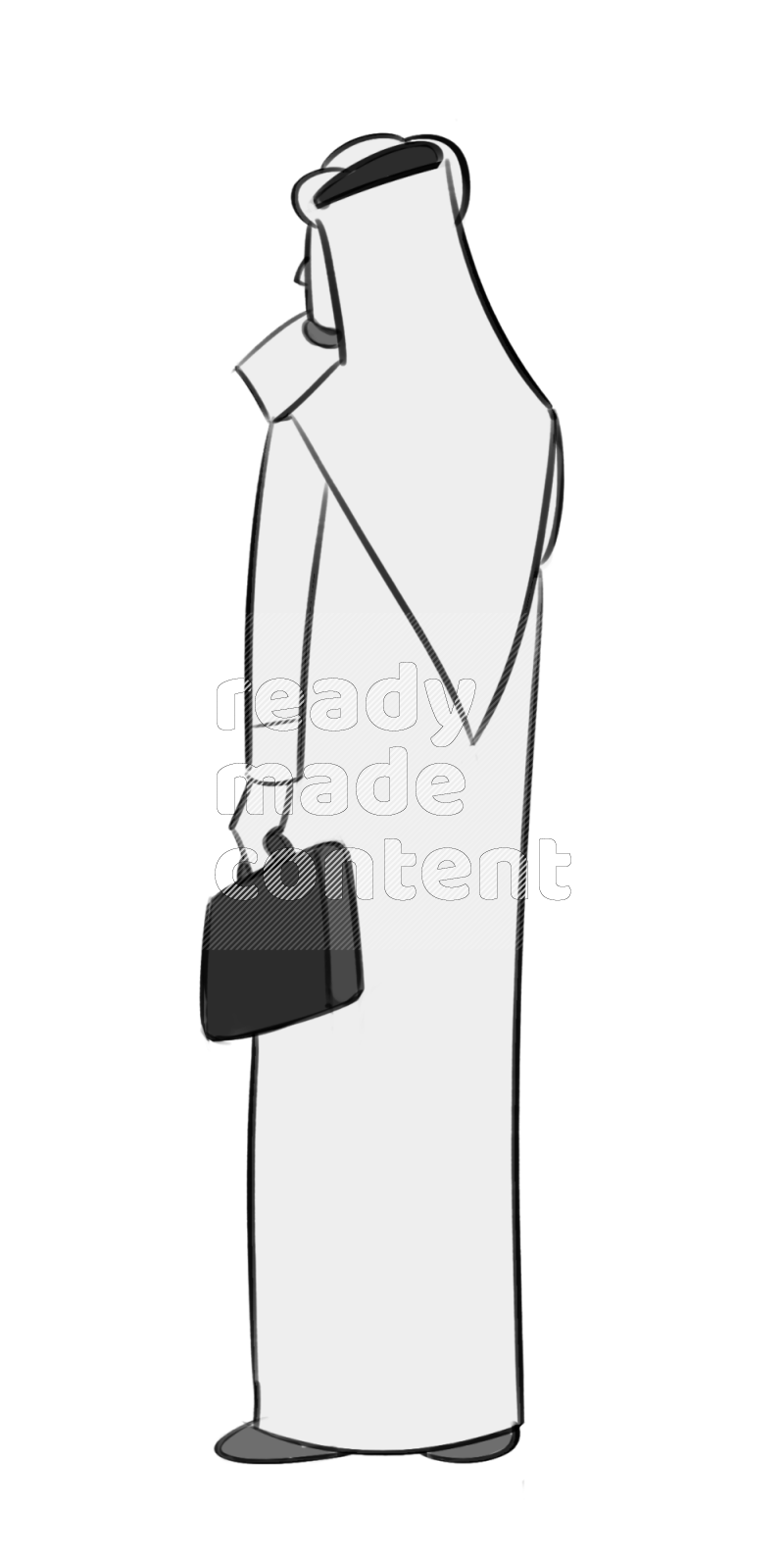 Saudi man holding a file holding a briefcase standing different angles eye level