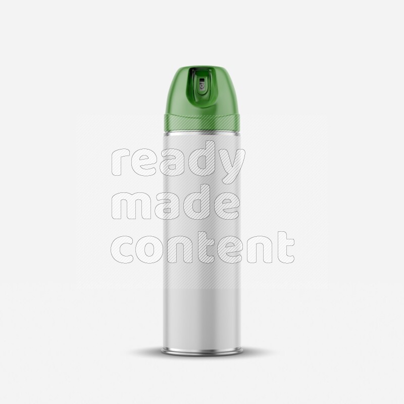 Metal spray bottle mockup with colored plastic cap isolated on white background 3d rendering