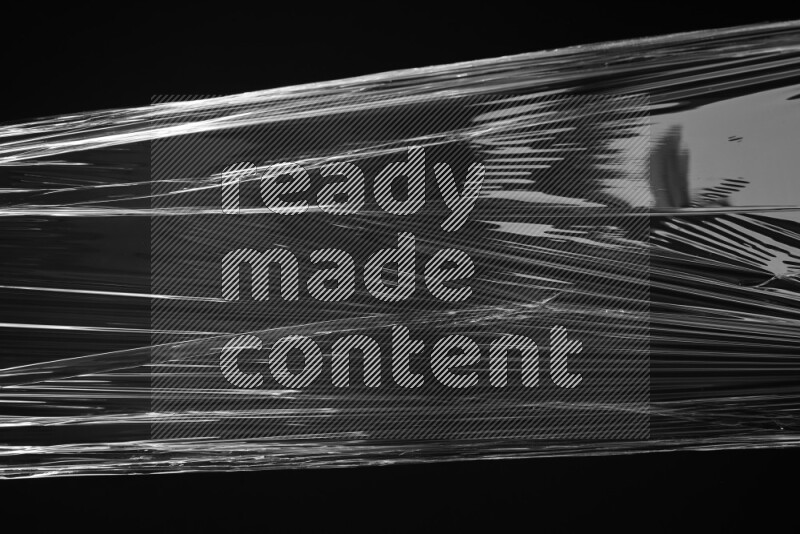 Plastic wrap texture on black background