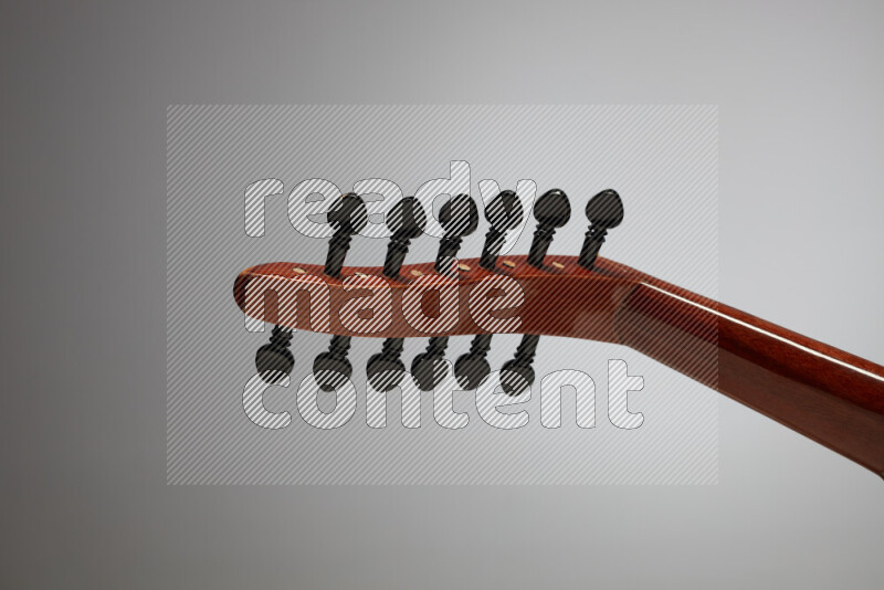 parts of a brown wooden Oud in a gray background