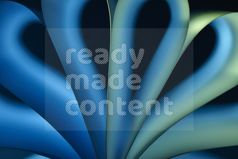 فن تجريدي يعرض منحنيات وتدرجات اللون الأزرق والأخضر مكونه بضوء ملون