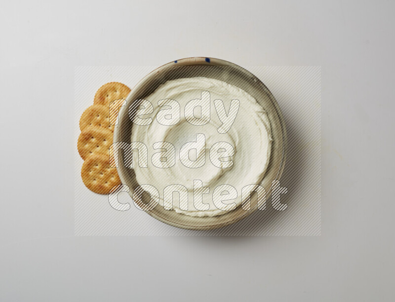 Plain Lebnah  in a grey pottery plate on a white background