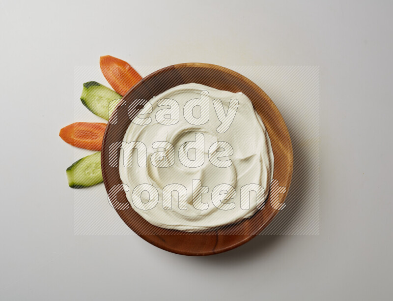 Plain Lebnah in a wooden plate on a white background