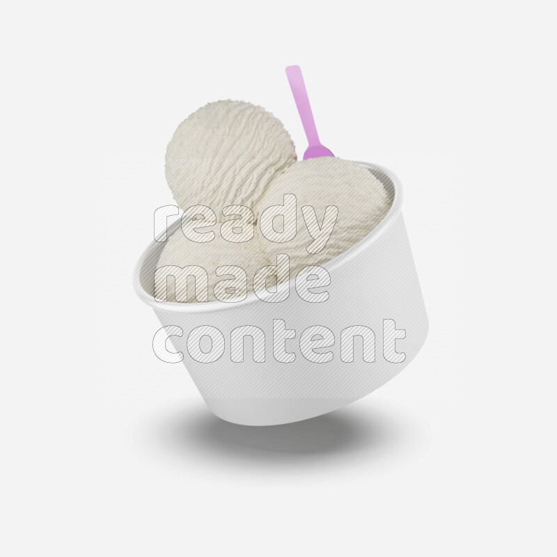 Ice cream in a white rough paper cup mockup isolated on white background 3d rendering
