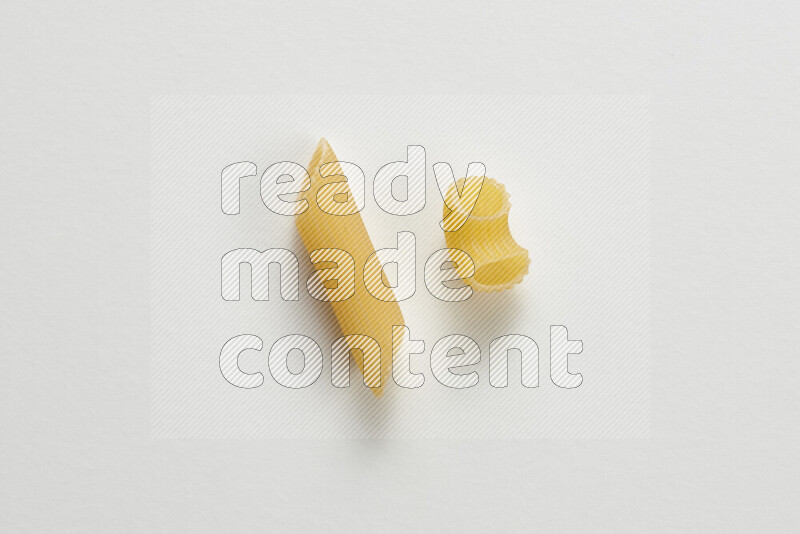 Different pasta types on white background