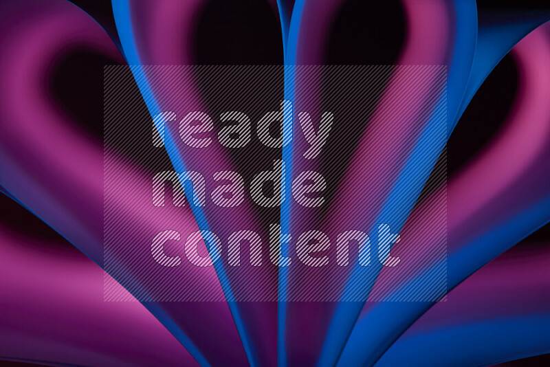 An abstract art piece displaying smooth curves in blue and pink gradients created by colored light