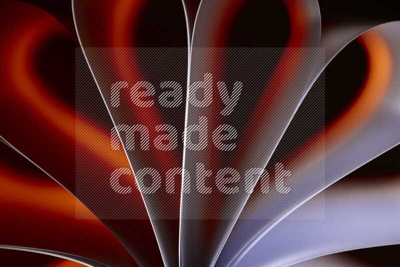 فن تجريدي يعرض منحنيات وتدرجات اللون الأبيض والبرتقالي مكونه بضوء ملون