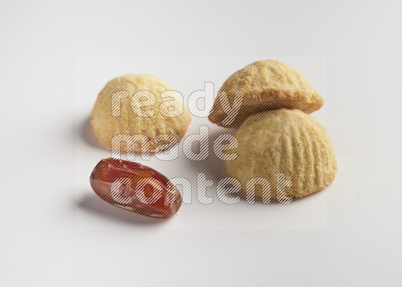 Three Pieces of Maamoul direct on white background