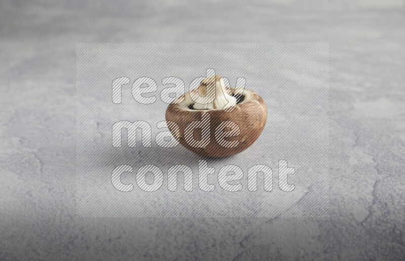 45 degre cremini  mushrooms on a textured light blue background